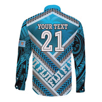 Custom Fiji Rugby Long Sleeve Button Shirt Fijian Warrior With Polynesian Tribal Tattoos