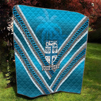 Custom Fiji Rugby Quilt Fijian Warrior With Polynesian Tribal Tattoos