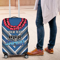 Custom Manuma Samoa Rugby Luggage Cover Ula fala Samoan Siva Tau Tribal LT9 Blue - Polynesian Pride