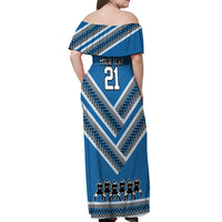 Custom Manuma Samoa Rugby Off Shoulder Maxi Dress Ula fala Samoan Siva Tau Tribal