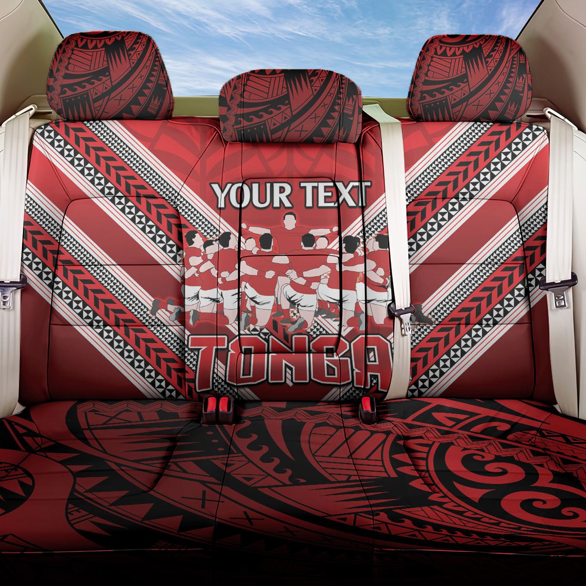 Custom Tonga Rugby Back Car Seat Cover Tonga Sipi Tau Ngatu Tribal Pattern