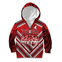 Custom Tonga Rugby Kid Hoodie Tonga Sipi Tau Ngatu Tribal Pattern