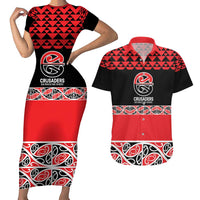New Zealand Rugby Pacific Custom Couples Matching Short Sleeve Bodycon Dress and Hawaiian Shirt Whatumoana Maori Kowhaiwhai Pattern