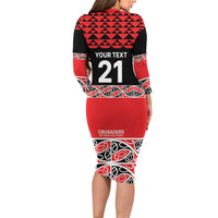 New Zealand Rugby Pacific Custom Family Matching Long Sleeve Bodycon Dress and Hawaiian Shirt Whatumoana Maori Kowhaiwhai Pattern