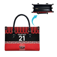 New Zealand Rugby Pacific Custom Leather Bag Whatumoana Maori Kowhaiwhai Pattern - Polynesian Pride