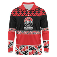 New Zealand Rugby Pacific Custom Long Sleeve Polo Shirt Whatumoana Maori Kowhaiwhai Pattern