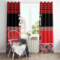 New Zealand Rugby Pacific Custom Window Curtain Whatumoana Maori Kowhaiwhai Pattern