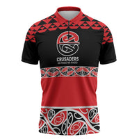 New Zealand Rugby Pacific Custom Zipper Polo Shirt Whatumoana Maori Kowhaiwhai Pattern - Polynesian Pride