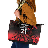 New Zealand Rugby Pacific Custom Leather Tote Bag Whatumoana Maori Tribal Tattoo