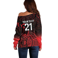 New Zealand Rugby Pacific Custom Off Shoulder Sweater Whatumoana Maori Tribal Tattoo