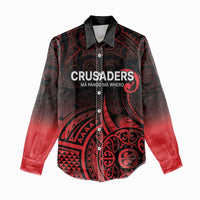 New Zealand Rugby Pacific Custom Women Casual Shirt Whatumoana Maori Tribal Tattoo