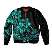 Polynesian Pride Plumeria Flowers Bomber Jacket Polynesian Tribal Aqua Vibe LT9 Unisex Aqua - Polynesian Pride