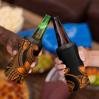 Polynesian Tribal Plumeria Flowers 4 in 1 Can Cooler Tumbler Gold Vibe
