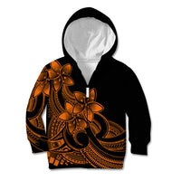Polynesian Pride Plumeria Flowers Kid Hoodie Polynesian Tribal Gold Vibe LT9 Zip Hoodie Gold - Polynesian Pride