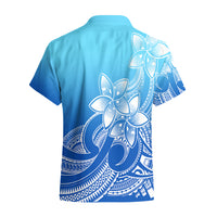Polynesian Pride Plumeria Flowers Hawaiian Shirt Polynesian Tribal Gradient Blue LT9 - Polynesian Pride