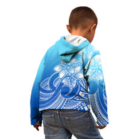 Polynesian Pride Plumeria Flowers Kid Hoodie Polynesian Tribal Gradient Blue LT9 - Polynesian Pride