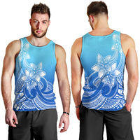 Polynesian Pride Plumeria Flowers Men Tank Top Polynesian Tribal Gradient Blue LT9 - Polynesian Pride