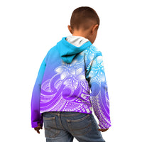 Polynesian Pride Plumeria Flowers Kid Hoodie Polynesian Tribal Gradient Purple LT9 - Polynesian Pride