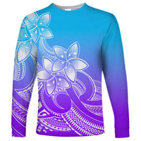 Polynesian Pride Plumeria Flowers Long Sleeve Shirt Polynesian Tribal Gradient Purple LT9 Unisex Purple - Polynesian Pride