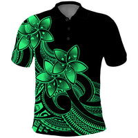 Polynesian Pride Plumeria Flowers Polo Shirt Polynesian Tribal Green Vibe LT9 Green - Polynesian Pride