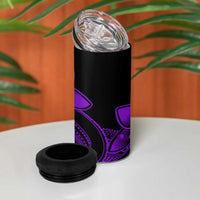 Polynesian Tribal Plumeria Flowers 4 in 1 Can Cooler Tumbler Purple Vibe