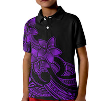 Polynesian Pride Plumeria Flowers Kid Polo Shirt Polynesian Tribal Purple Vibe LT9 Kid Purple - Polynesian Pride