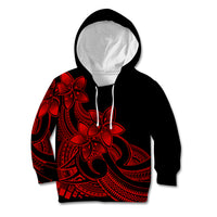 Polynesian Pride Plumeria Flowers Kid Hoodie Polynesian Tribal Red Vibe LT9 Hoodie Red - Polynesian Pride