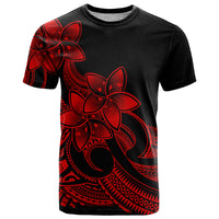Polynesian Pride Plumeria Flowers T Shirt Polynesian Tribal Red Vibe LT9 Red - Polynesian Pride