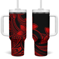 Polynesian Tribal Plumeria Flowers Tumbler With Handle Red Vibe LT9 One Size: 40 oz Red - Polynesian Pride