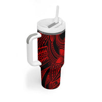 Polynesian Tribal Plumeria Flowers Tumbler With Handle Red Vibe LT9 - Polynesian Pride