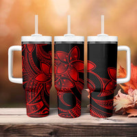Polynesian Tribal Plumeria Flowers Tumbler With Handle Red Vibe LT9 - Polynesian Pride