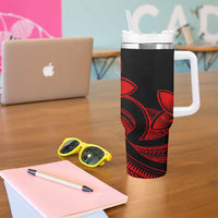 Polynesian Tribal Plumeria Flowers Tumbler With Handle Red Vibe LT9 - Polynesian Pride