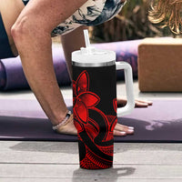 Polynesian Tribal Plumeria Flowers Tumbler With Handle Red Vibe LT9 - Polynesian Pride