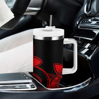 Polynesian Tribal Plumeria Flowers Tumbler With Handle Red Vibe LT9 - Polynesian Pride