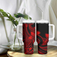 Polynesian Tribal Plumeria Flowers Tumbler With Handle Red Vibe LT9 - Polynesian Pride