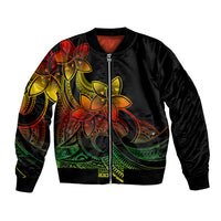 Polynesian Pride Plumeria Flowers Bomber Jacket Polynesian Tribal Reggae Vibe LT9 Unisex Reggae - Polynesian Pride