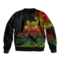 Polynesian Pride Plumeria Flowers Bomber Jacket Polynesian Tribal Reggae Vibe LT9 - Polynesian Pride
