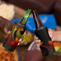 Polynesian Tribal Plumeria Flowers 4 in 1 Can Cooler Tumbler Reggae Vibe