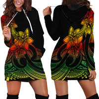 Polynesian Pride Plumeria Flowers Hoodie Dress Polynesian Tribal Reggae Vibe LT9 - Polynesian Pride