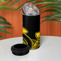 Polynesian Tribal Plumeria Flowers 4 in 1 Can Cooler Tumbler Yellow Vibe