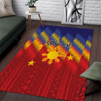 Personalized Philippines Eight Rays Sun Area Rug Traditional Filipino Igorot Pattern Motif
