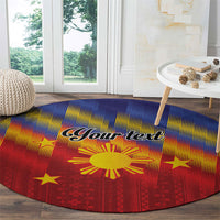 Personalized Philippines Eight Rays Sun Round Carpet Traditional Filipino Igorot Pattern Motif