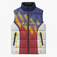 Personalized Philippines Eight Rays Sun Sleeveless Puffer Jacket Traditional Filipino Igorot Pattern Motif