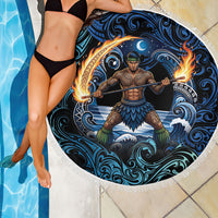 Samoa Siva Afi Beach Blanket Fireknife Fire Dance Pacific Tribal Motif