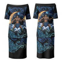 Samoa Siva Afi Couples Matching Puletasi and Hawaiian Shirt Fireknife Fire Dance Pacific Tribal Motif