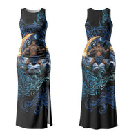 Samoa Siva Afi Family Matching Tank Maxi Dress and Hawaiian Shirt Fireknife Fire Dance Pacific Tribal Motif