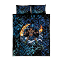 Samoa Siva Afi Quilt Bed Set Fireknife Fire Dance Pacific Tribal Motif