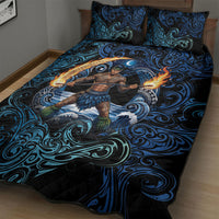 Samoa Siva Afi Quilt Bed Set Fireknife Fire Dance Pacific Tribal Motif