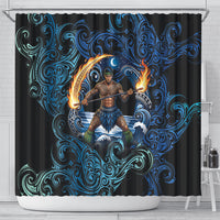 Samoa Siva Afi Shower Curtain Fireknife Fire Dance Pacific Tribal Motif