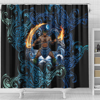 Samoa Siva Afi Shower Curtain Fireknife Fire Dance Pacific Tribal Motif